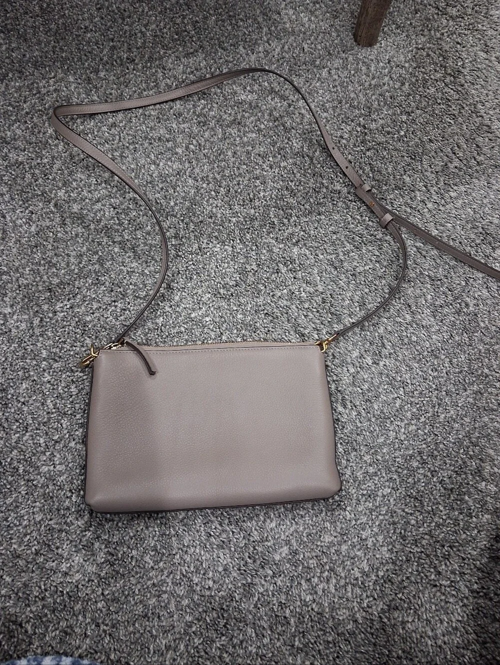 Tory Burch Mercer Pebbled Zip Top Crossbody Bag In Gray/taupe Color